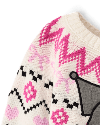 Girls Hello Kitty® Embellished Fairisle Sweater - FAIR IVORY