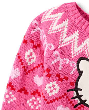 Girls Hello Kitty® Embellished Fairisle Sweater - SUGARCANDY