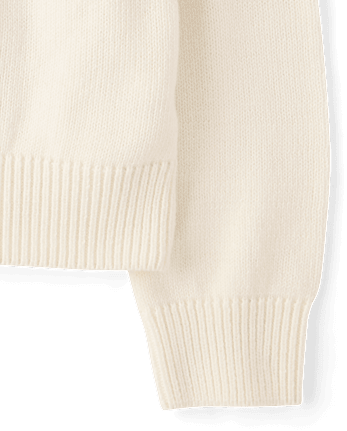 Girls Hello KittyÂ® Embroidered Fairisle Zip Up Sweater Hoodie - FAIR IVORY