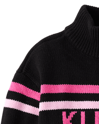 Girls Hello Kitty® Intarsia Quarter Zip Pullover - BLACK