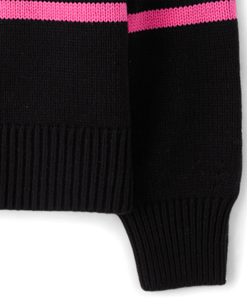 Girls Hello Kitty® Intarsia Quarter Zip Pullover - BLACK