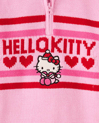 Girls Hello Kitty® Intarsia Quarter Zip Pullover - TIARA PINK