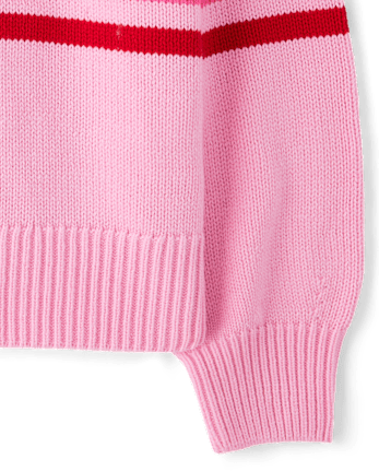 Girls Hello Kitty® Intarsia Quarter Zip Pullover - TIARA PINK