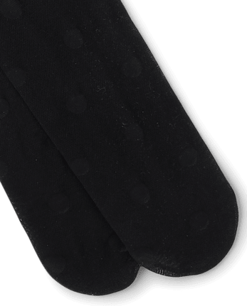 Girls Polka Dot Microfiber Tights - BLACK