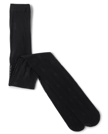 Girls Polka Dot Microfiber Tights - BLACK