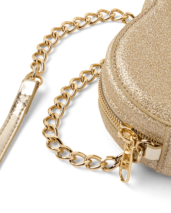 Girls Glitter Heart Bag - GOLD