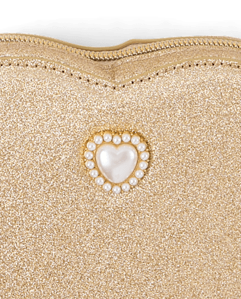 Girls Glitter Heart Bag - GOLD