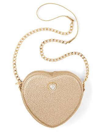 Girls Glitter Heart Bag - GOLD