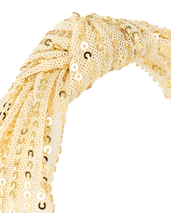 Girls Sequin Velvet Top Knot Headband - GOLD