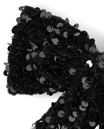 Girls Sequin Bow Hair Clip - BLACK