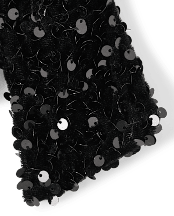 Girls Sequin Bow Hair Clip - BLACK