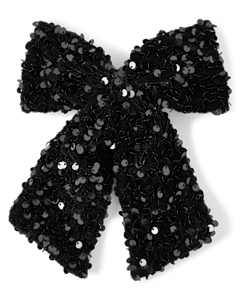Girls Sequin Bow Hair Clip - BLACK