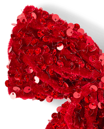 Girls Sequin Bow Hair Clip - RED OCHRE