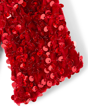 Girls Sequin Bow Hair Clip - RED OCHRE