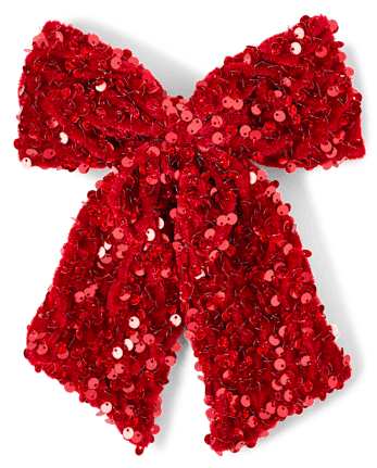 Girls Sequin Bow Hair Clip - RED OCHRE