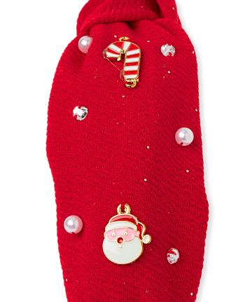 Girls Embellished Holiday Top Knot Headband - GALA RED CL