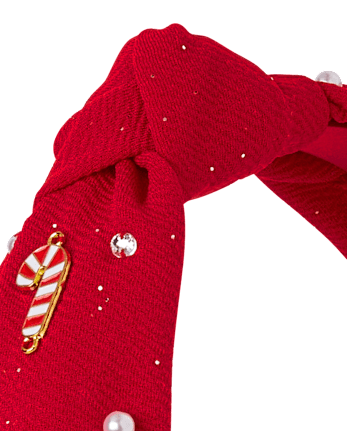 Girls Embellished Holiday Top Knot Headband - GALA RED CL
