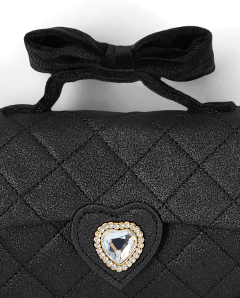 Girls Glitter Bow 2-Piece Accessory Set - BLACK