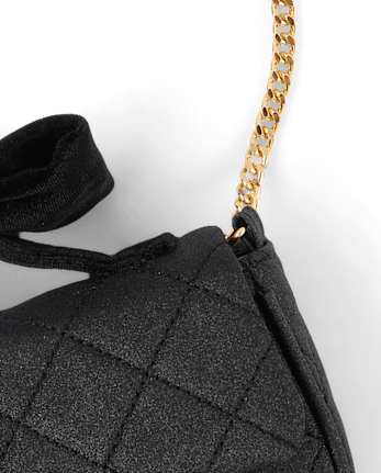 Girls Glitter Bow 2-Piece Accessory Set - BLACK