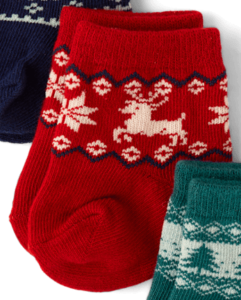 Baby Boys Holiday Midi Socks 3-Pack - MULTI CLR