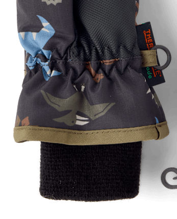 Toddler Boys Print Ski Mittens - BLACK