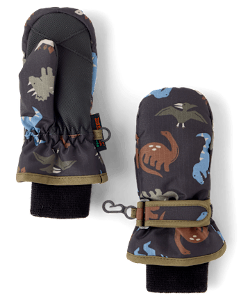 Toddler Boys Print Ski Mittens - BLACK