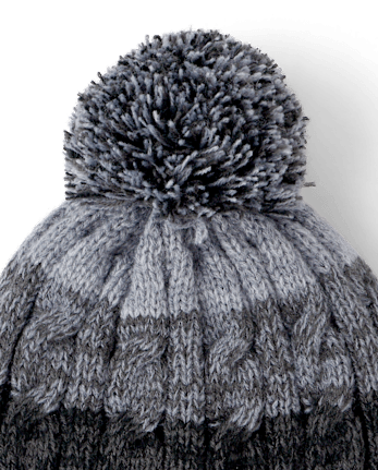Toddler Boy Striped Cable Knit 2-Piece Cold Weather Set - GREY