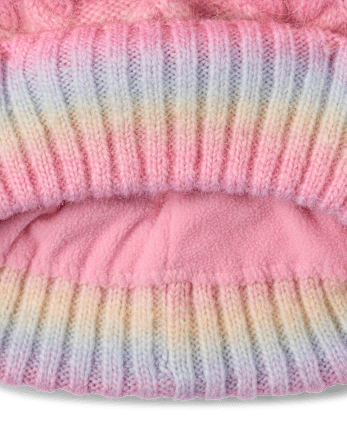 Girls Rainbow Cable Knit 2-Piece Cold Weather Set - MULTI CLR