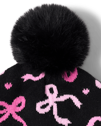 Girls Bow 2-Piece Cold Weather Set - BLACK
