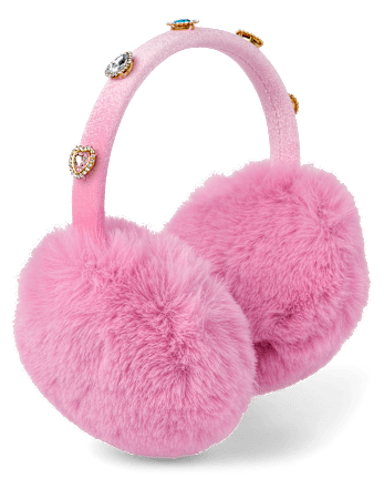 Girls Faux Gemstone Ear Muffs - TIARA PINK