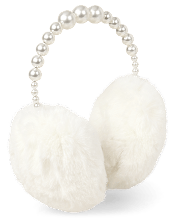 Girls Faux Pearl Ear Muffs - WHITE