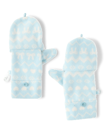Girls Heart Fairisle Microfleece 2-Piece Cold Weather Set - BLUE AIR