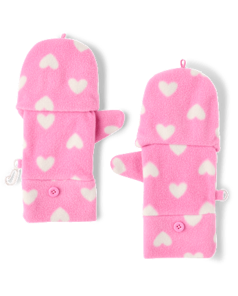 Girls Heart Microfleece 2-Piece Cold Weather Set - PERFECTLY PINK