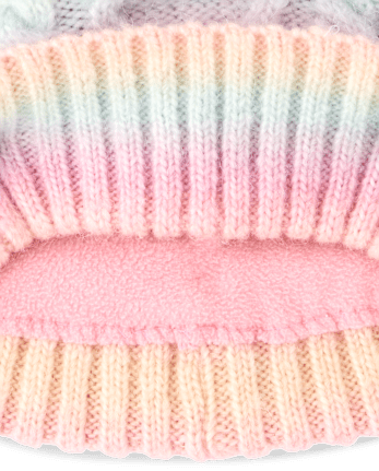Toddler Girls Rainbow Cable Knit 2-Piece Cold Weather Set - MULTI CLR