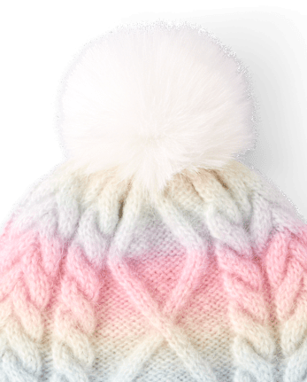 Toddler Girls Rainbow Cable Knit 2-Piece Cold Weather Set - MULTI CLR