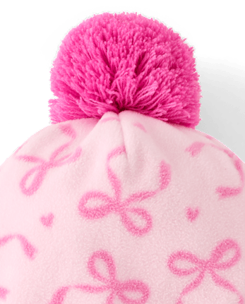Toddler Girls Bow Microfleece 2-Piece Cold Weather Set - ROSE MIST
