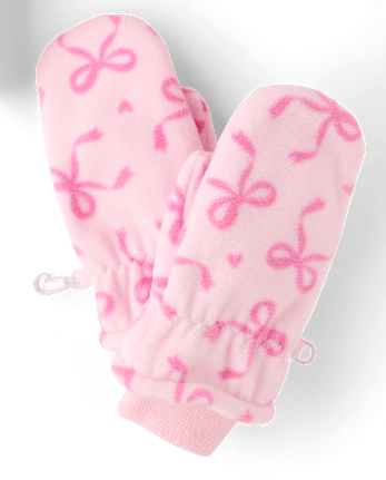Toddler Girls Bow Microfleece 2-Piece Cold Weather Set - ROSE MIST