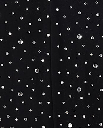 Girls Rhinestone Microfiber Tights - BLACK
