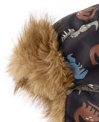 Toddler Boys Dino Trapper Hat - BLACK