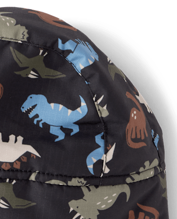 Toddler Boys Dino Trapper Hat - BLACK