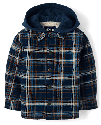 Toddler Boys Plaid Flannel Sherpa-Lined Shacket - TIDAL