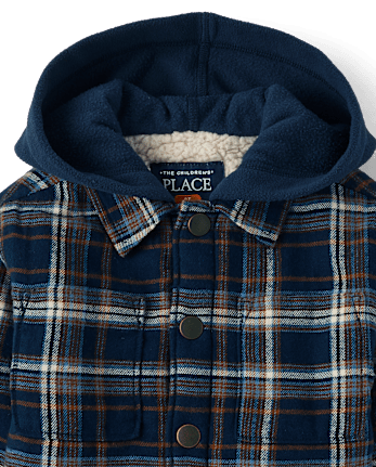 Toddler Boys Plaid Flannel Sherpa-Lined Shacket - TIDAL
