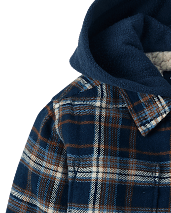 Toddler Boys Plaid Flannel Sherpa-Lined Shacket - TIDAL