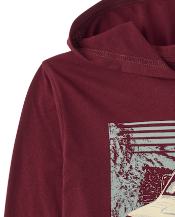 Boys Truck Hooded Top - REDWOOD