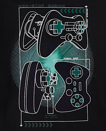 Boys Metallic Graphic Hooded Top - BLACK