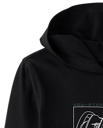 Boys Metallic Graphic Hooded Top - BLACK