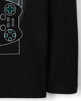 Boys Metallic Graphic Hooded Top - BLACK