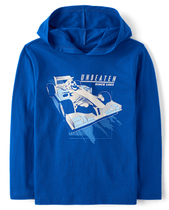 Boys Metallic Graphic Hooded Top - QUENCH BLUE