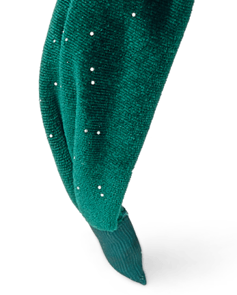 Girls Velvet Top Knot Headband - BALT GREEN