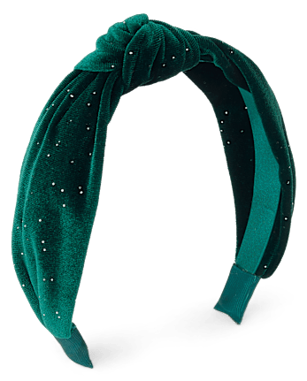 Girls Velvet Top Knot Headband - BALT GREEN